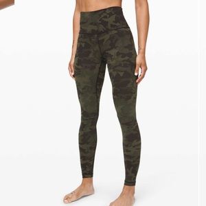 Lululemon Wunder Under High-Rise 28" Full-On Luxtreme camo gator green rare!